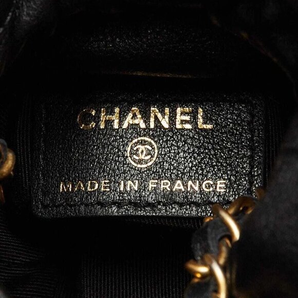 Chanel Black Quilted Leather Mini Drawstring CC Bucket Bag - Picture 4 of 12